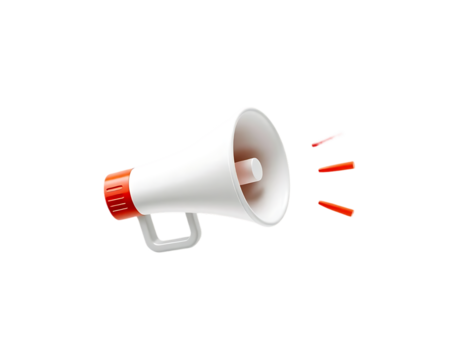 3D cartoon megaphone for announcements and promotions