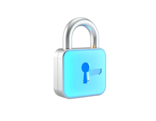 3D Render of a Blue Padlock with Keyhole