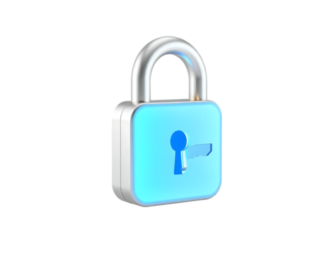 3D Render of a Blue Padlock with Keyhole