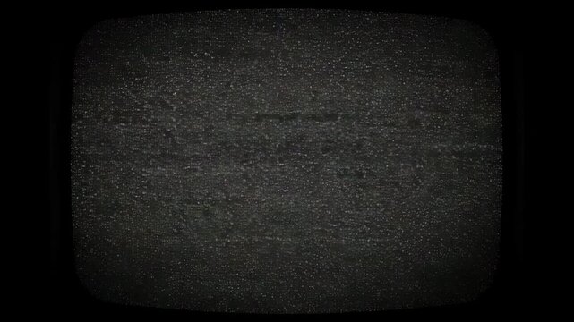 Old Retro TV, Static tv black and white noise caused by bad signal reception 4k noise and grain with vignette Background animation. Tv noise background animation.