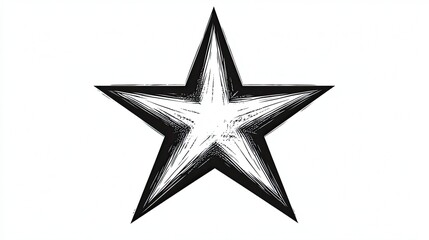 Obraz premium Simple, classic five-pointed star in bold black and white outline
