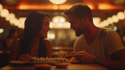 Romantic couple enjoying a meal