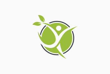Circular Leaf Person Nature Healthy Life logo icon vector design