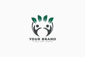 Circular Leaf Person Nature Healthy Life logo icon vector design