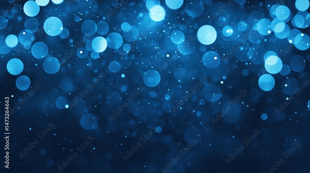 Poster abstract blue bokeh lights create a dreamy, sparkling background with soft, glowing circles of vario