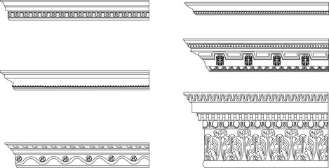 vector illustration sketch drawing design cornice neoclassical style decor © ibu