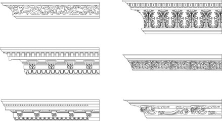vector illustration sketch drawing design cornice neoclassical style decor. © ibu