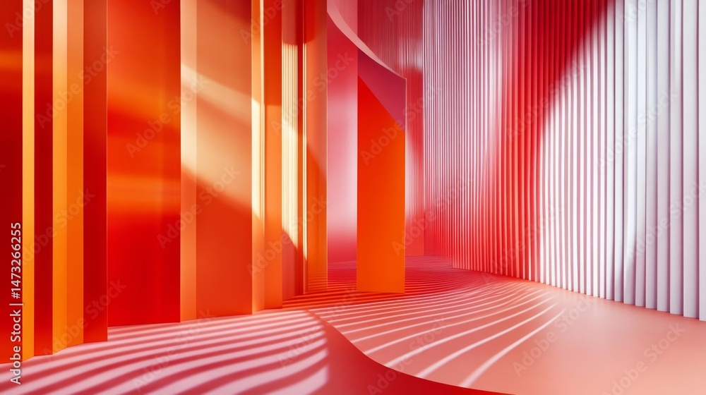 Poster vibrant abstract design with dynamic pale colors and unique shapes