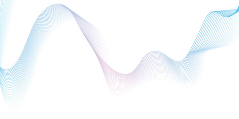 Fototapeta premium Abstract vector dot particles wave flowing smooth curve blue purple gradient color on white background. Futuristic technology concept.Suit for poster, banner, cover, website, flyer. Vector ilustration