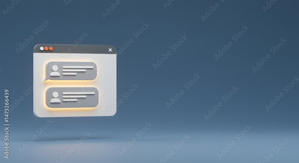 Fototapete 3D Render of a Modern Chat Interface Sleek Design for User-Friendly Online Communication and Messaging Experience