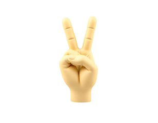 3D Hand Making a Peace Sign Gesture