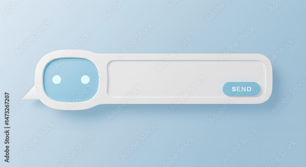 Poster 3d render of a modern chat bar interface clean, minimalist design for messaging apps and websites
