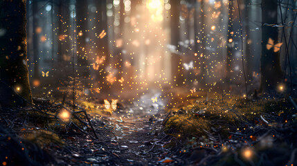 A Fantasy Forest Trail glowing fairies magical