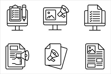Content Marketing Line Icon Set, Content linear symbol design from SEO collection. vector illustration on white background