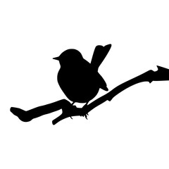 Obraz premium Silhouette Bird on Branch - Minimalist Design