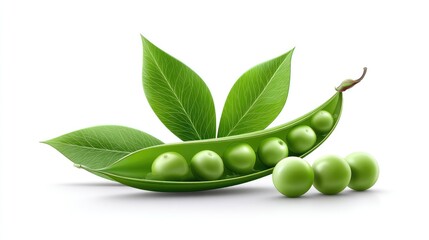 Realistic Peas on Plan white Background