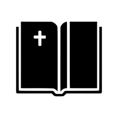 Fototapeta premium Open Bible Icon - Black Silhouette