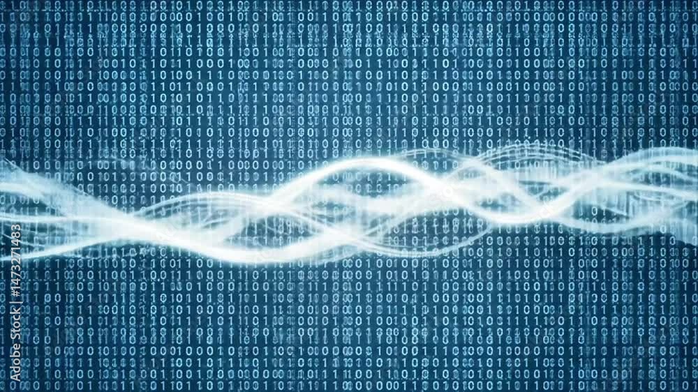 Poster Binary Code Waveform Abstract Animation