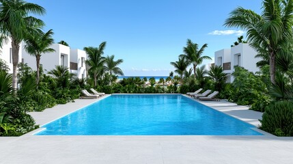 Fototapeta premium Luxury Resort Pool with Ocean View Tropical Paradise
