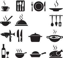 “Kitchen & Food Icon Bundle | Cooking SVG, Utensil Clipart, Flat Kitchen Vectors for Logos, Menus & Crafts”