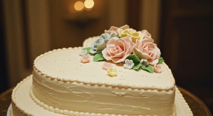 Heart Cake with Flowers