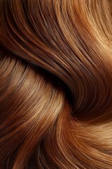Naklejka premium Close-up view of silky brown hair highlighting texture and shine.