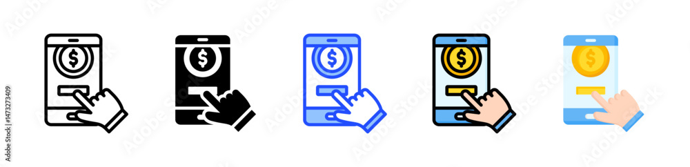 Poster pay per click advertising icon collection with multiple styles