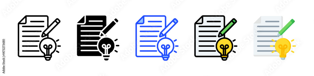 Poster idea icon collection with multiple styles