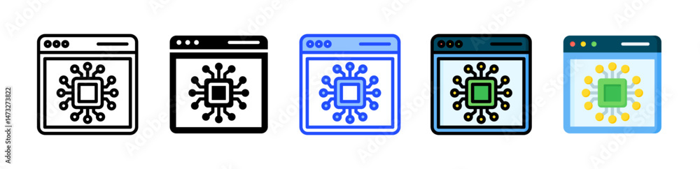 Poster technology icon collection with multiple styles