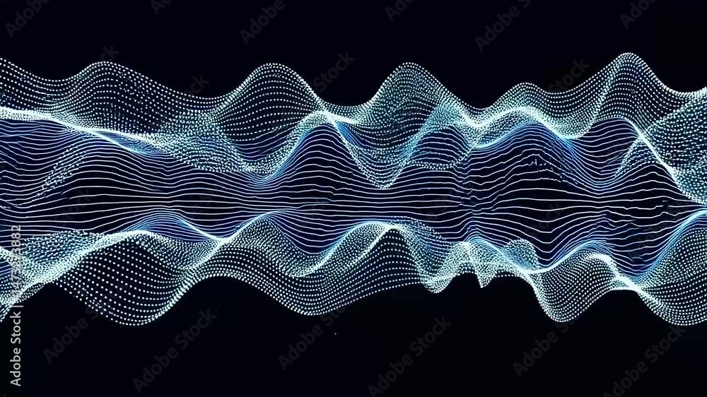 Poster abstract waveform of light dots and lines