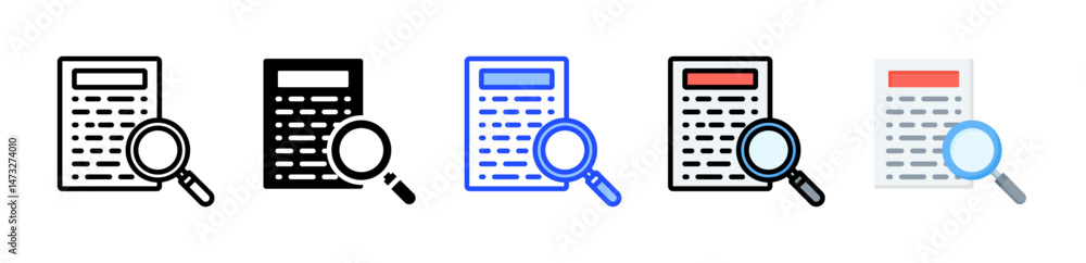 Poster content search icon collection with multiple styles
