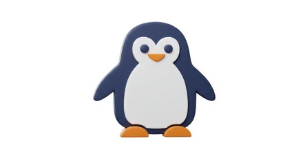 Fototapeta premium Isolated Cartoon Penguin on White Background
