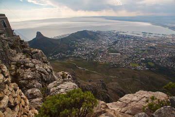 Beautiful Panorama Vista point of the Cityscape from the Table Mountain, the harbor , the bay,...