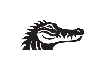 simple and unobtrusive Crocodile head vector silhouette illustration isolated in white background