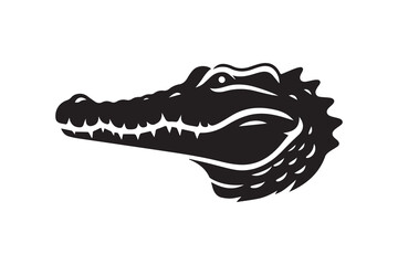 Fototapeta premium simple and unobtrusive Crocodile head vector silhouette illustration isolated in white background