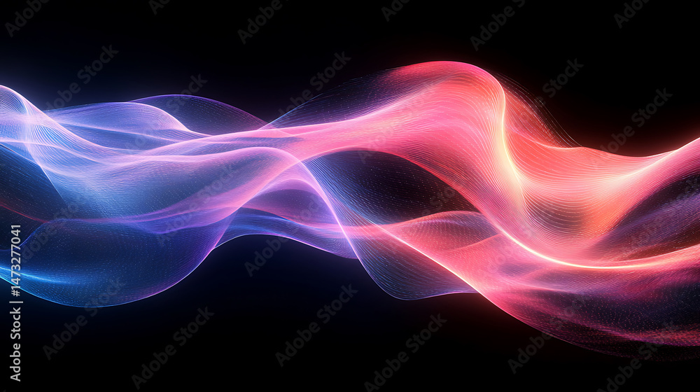 Poster abstract neon light streaks wave pattern design elegant flowing lines background wallpaper for creat