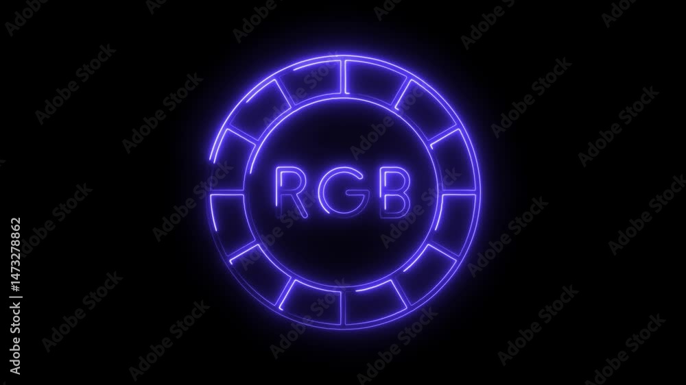 Poster dynamic rgb neon circle animation on dark background for modern technology and design concepts