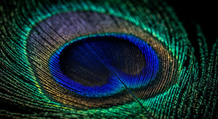 Peacock Feather Eye Macro Blue Green Iridescent Vibrant Detail