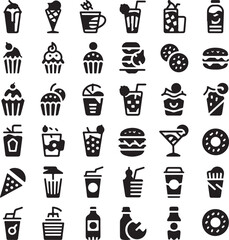 Kitchen Utensil Icons: A set of neatly arranged icons depicting various kitchen utensils. Perfect for culinary projects, cooking-related designs.