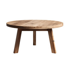 Modern round wooden coffee table with simple legs design oak on transparent background