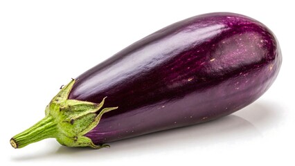 Fresh Purple Eggplant Vegetable Isolated on White Background for Cooking Recipes and Healthy Food Ingredients