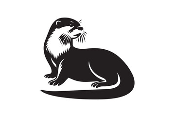 simple and unobtrusive otter vector silhouette illustration isolated in white background