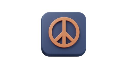 Peace Sign Icon on Blue Square