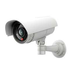 Modern white security cctv camera system isolated on lens home on transparent background
