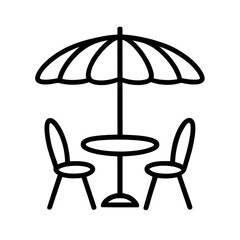 Outdoor Patio Furniture Icon &ndash; Table with Umbrella and Chairs Vector Design