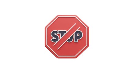 Red Octagon Stop Sign with Line