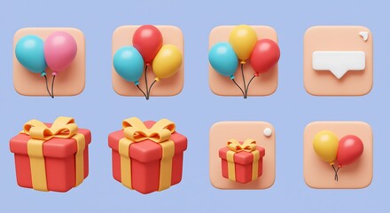 Joyful Celebration: A Collection of Playful 3D Rendered Icons