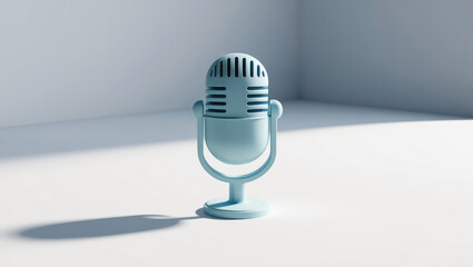 Retro microphone in a bright studio