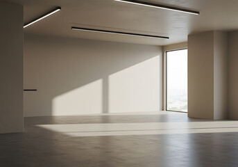 Obraz premium Modern Empty Room with Sunlight and Concrete Floor