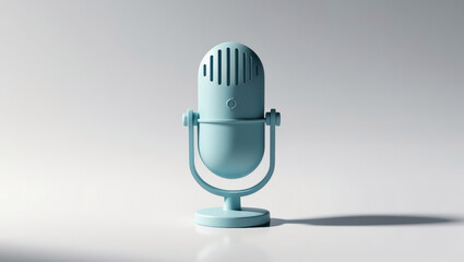 Light blue retro microphone on white